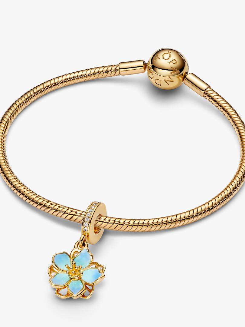 Blue Blossom Dangle Charm 14k gold plating