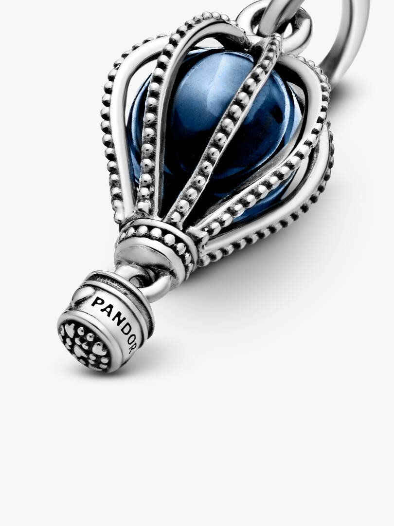 FINAL SALE - Blue Hot Air Balloon Travel Charm Sterling silver