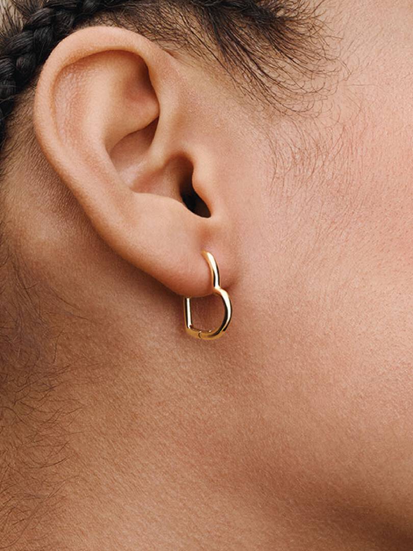 Asymmetrical Heart Hoop Earrings 14k gold plating