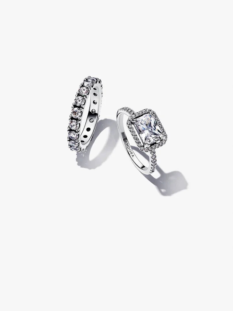 Sparkling Halo Ring Set 2 Quantity