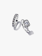 Sparkling Halo Ring Set 2 Quantity