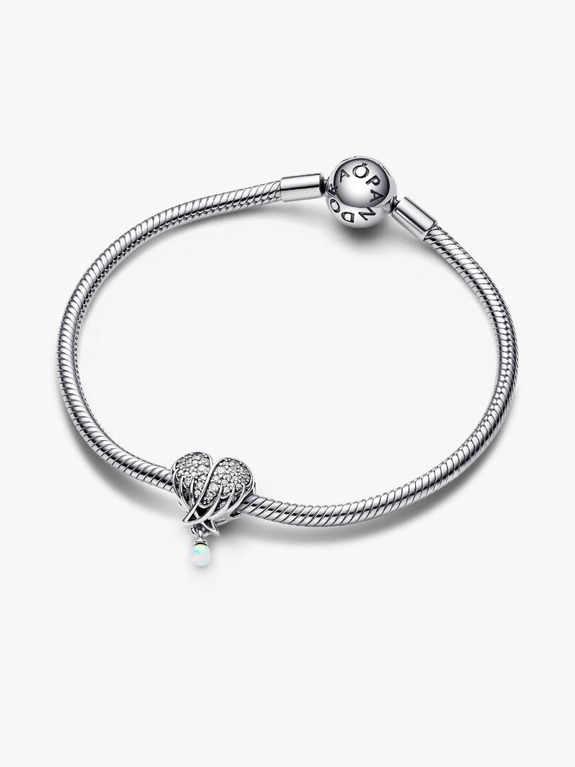 FINAL SALE - Sparkling Angel Wings & Heart Charm Sterling silver