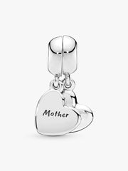 Mother & Son Heart Split Dangle Charm Sterling silver