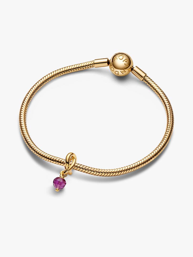 Faceted Purple Eternity Circle Dangle Charm 14k gold plating