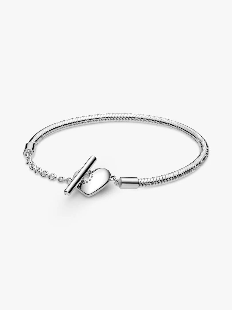 Pandora Moments Heart T-Bar Snake Chain Bracelet Sterling silver