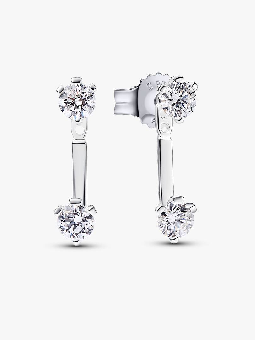 FINAL SALE - Pandora Nova Sterling Silver Lab-grown Diamond Stud Drop Jacket Earrings 1.00 ct TW, Sterling silver