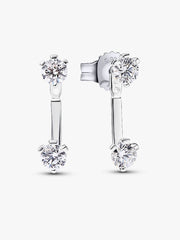 FINAL SALE - Pandora Nova Sterling Silver Lab-grown Diamond Stud Drop Jacket Earrings 1.00 ct TW, Sterling silver