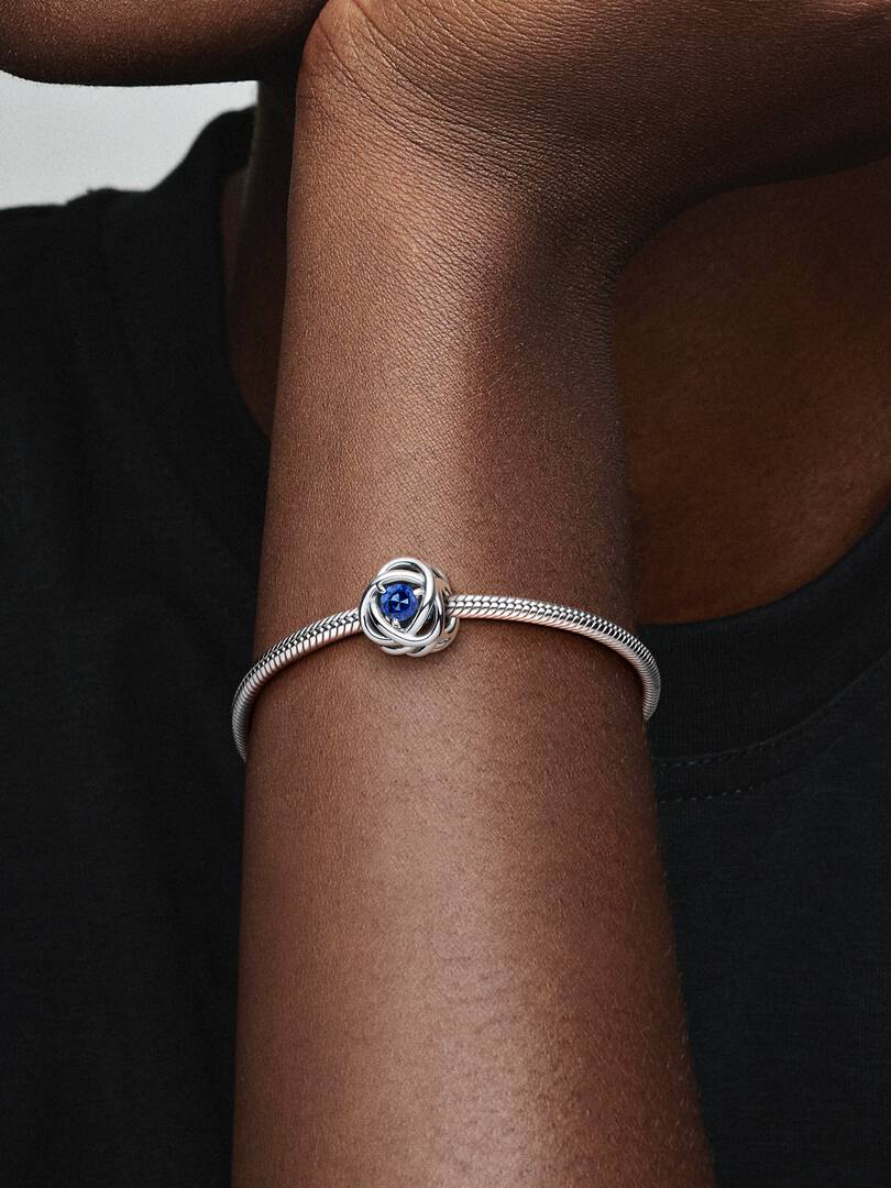 September Blue Eternity Circle Charm Sterling silver