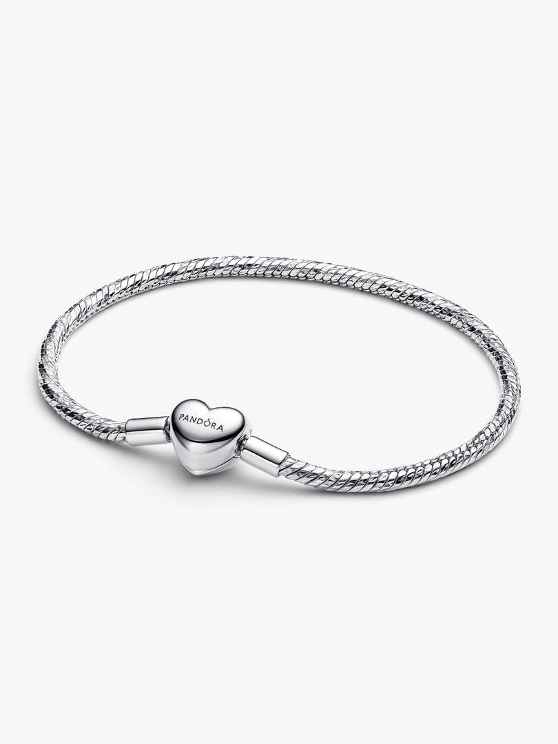 Heart Clasp Faceted Snake Chain Bracelet Sterling silver