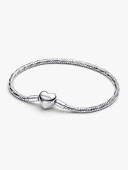 Heart Clasp Faceted Snake Chain Bracelet Sterling silver