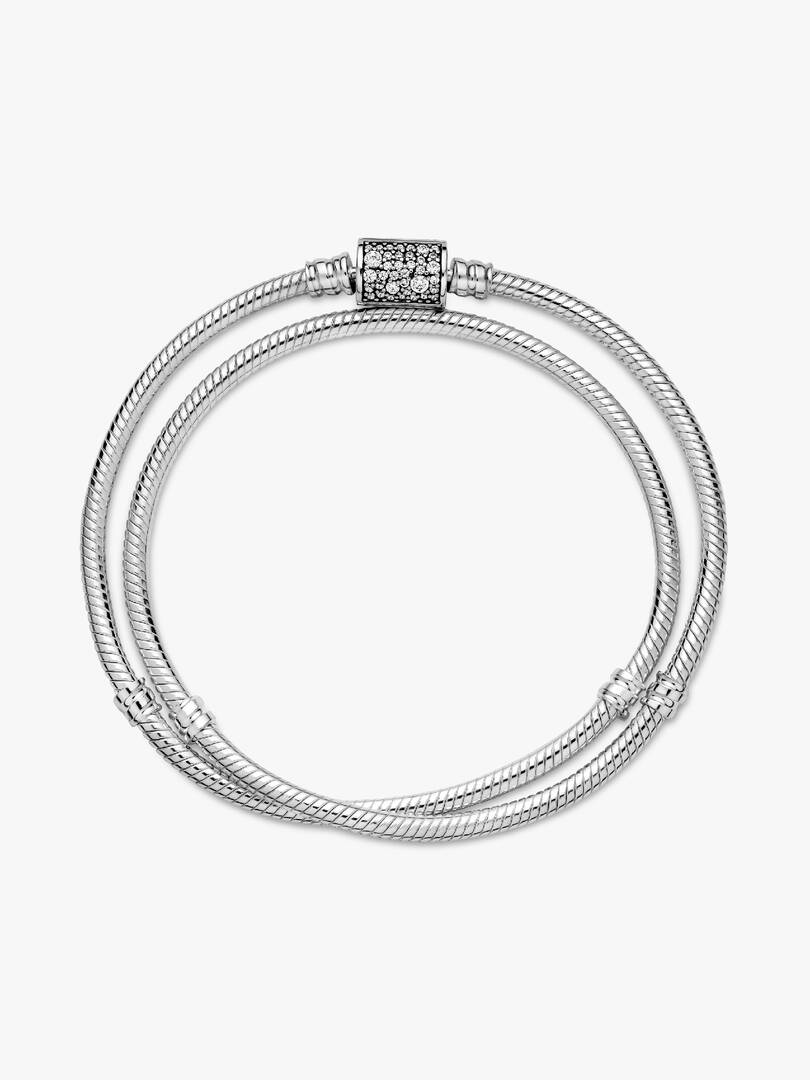 Pandora Moments Double Wrap Barrel Clasp Snake Chain Bracelet/Necklace