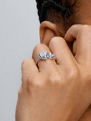 Sparkling Halo Hearts Ring Sterling silver