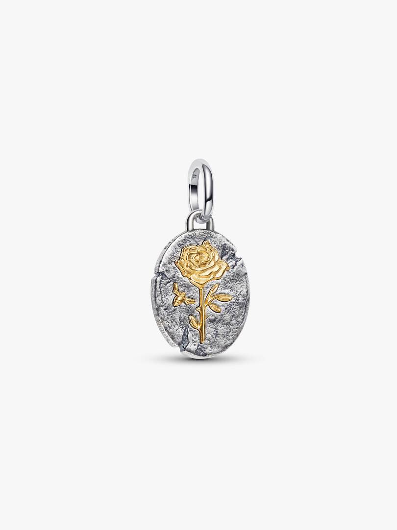 Rose Medallion Charm Sterling silver, 14k gold plating