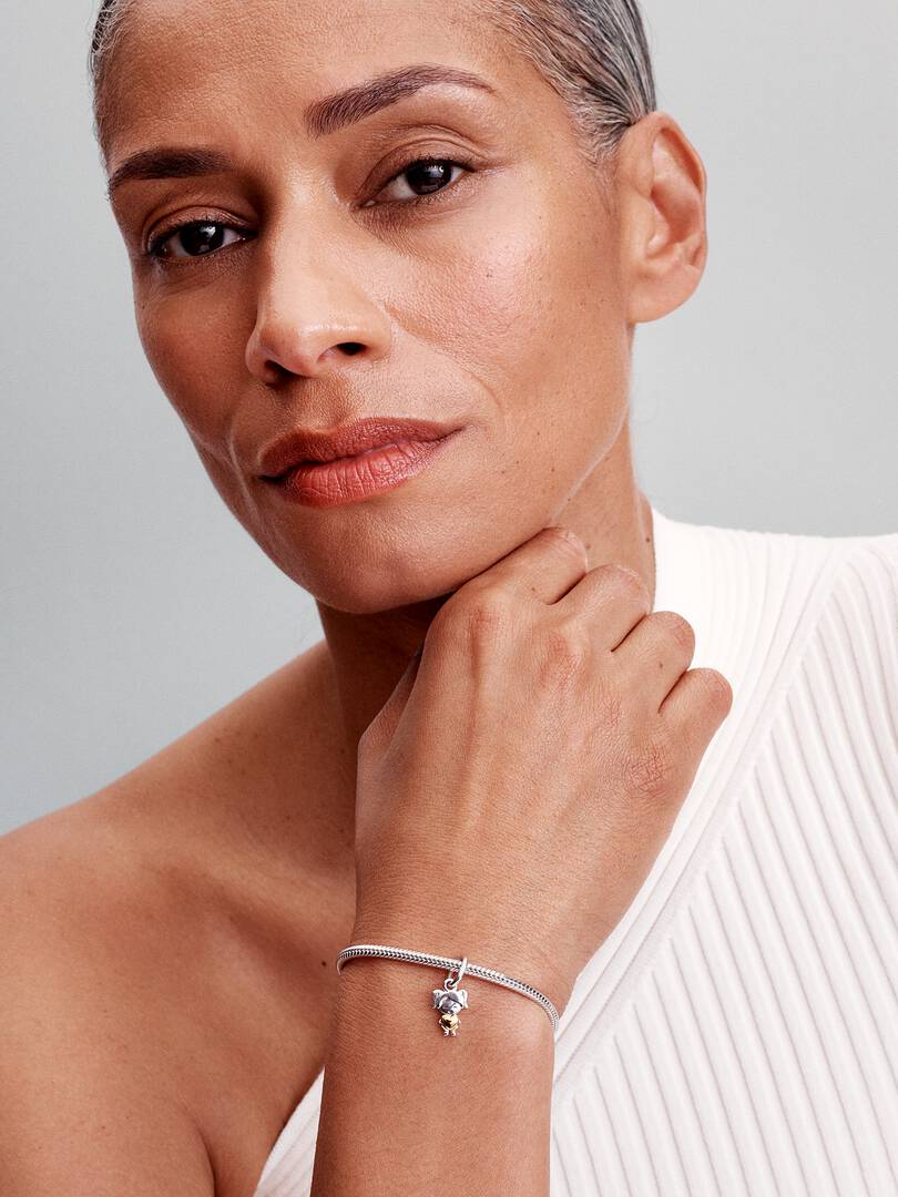 Happy Girl Dangle Charm Sterling silver, 14k gold plating