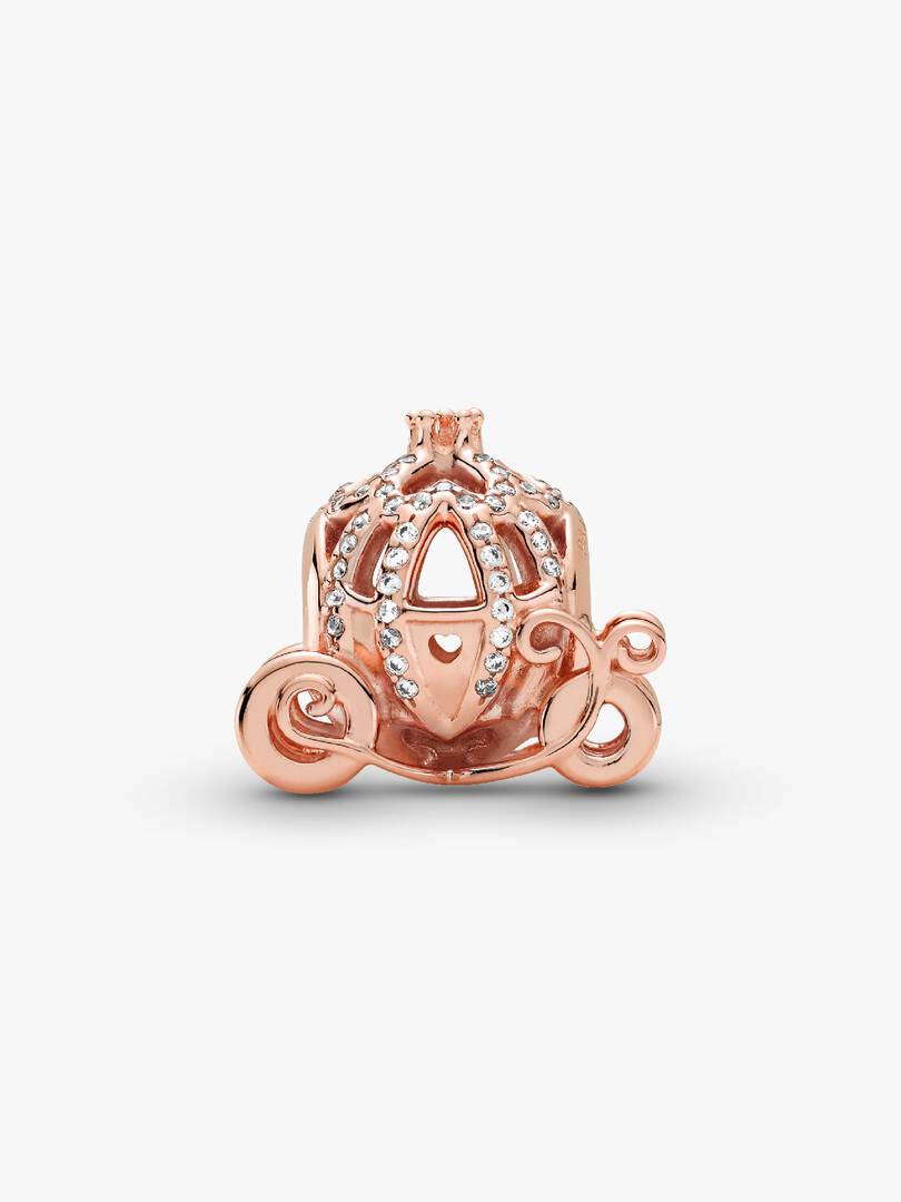 Disney Cinderella Sparkling Carriage Charm 14k rose gold plating