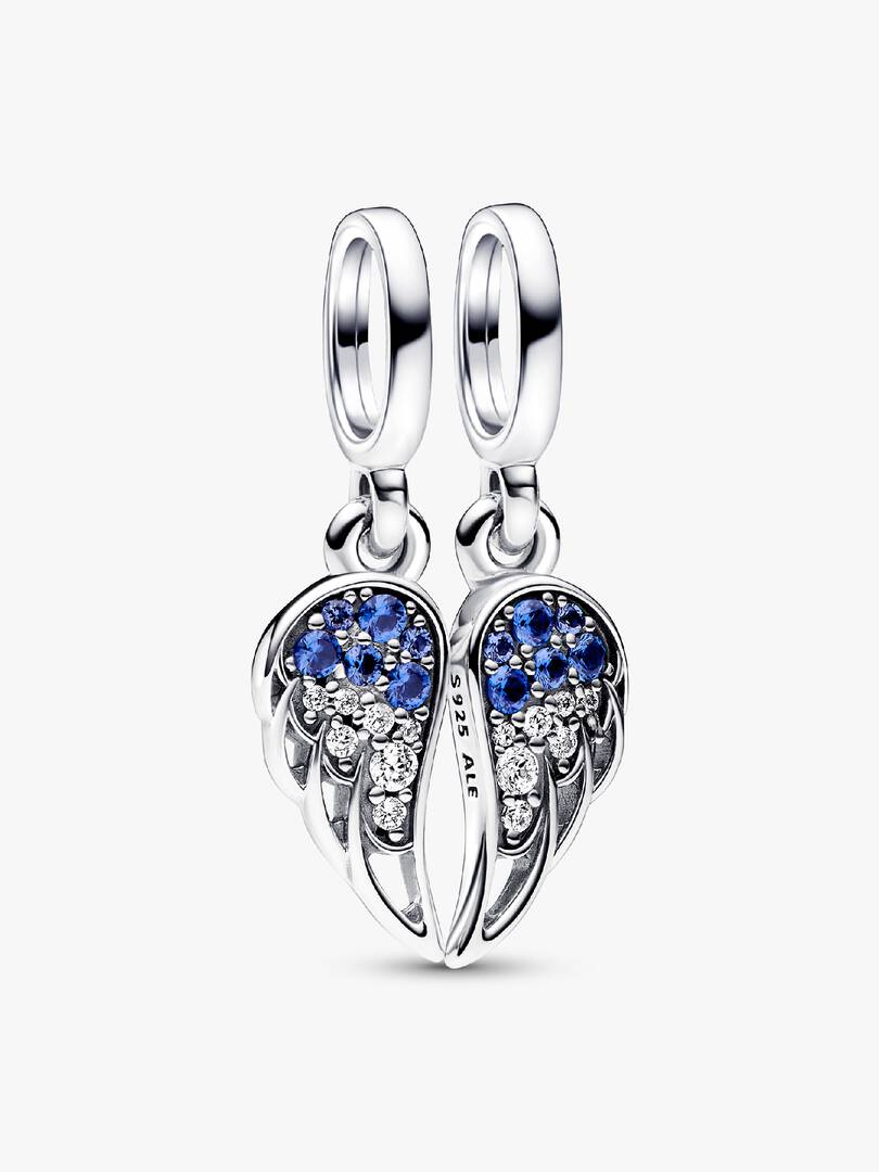 Sparkling Splitable Angel Wings Dangle Charm Sterling silver