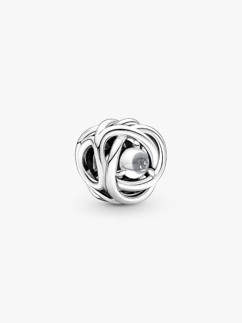 April Clear Eternity Circle Charm Sterling silver