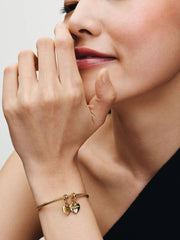 Double Heart Split Dangle Charm 14k gold plating