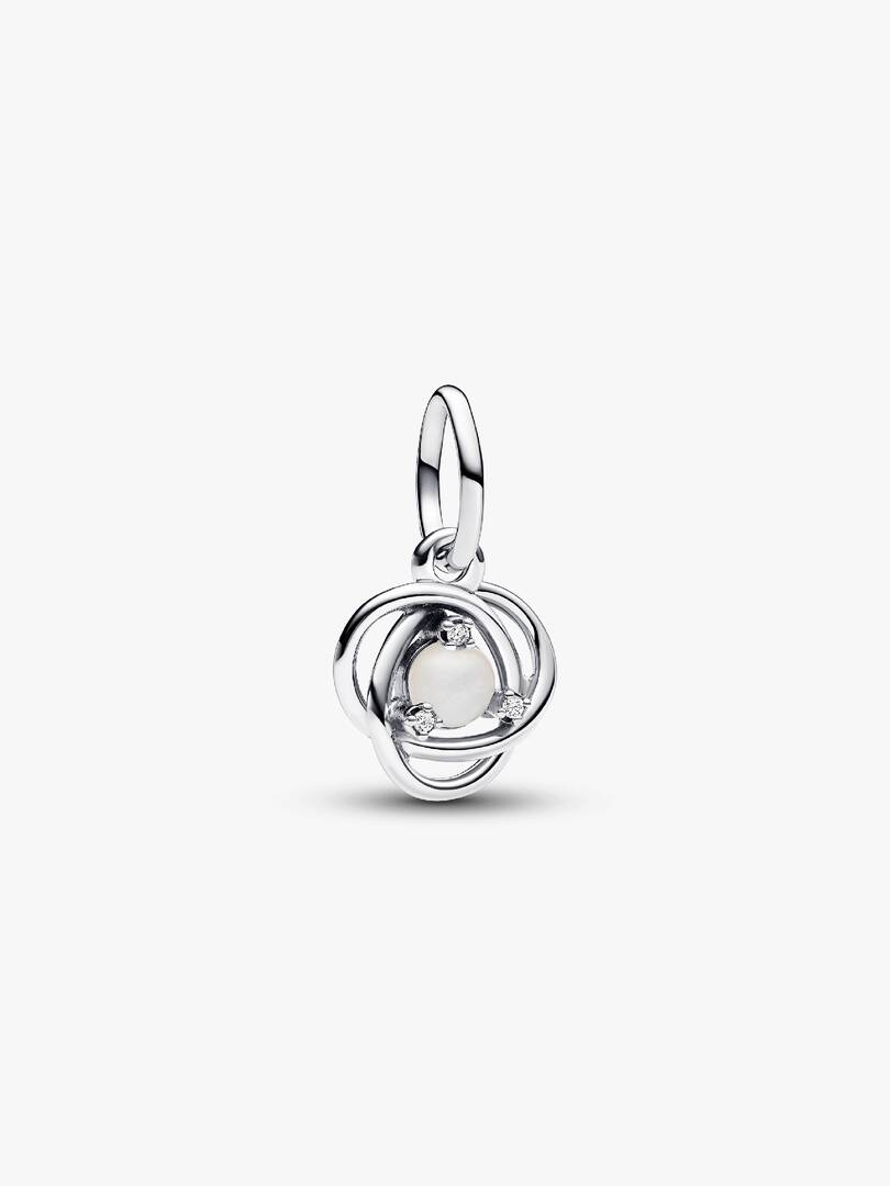 FINAL SALE - White Eternity Circle Dangle Charm Sterling silver