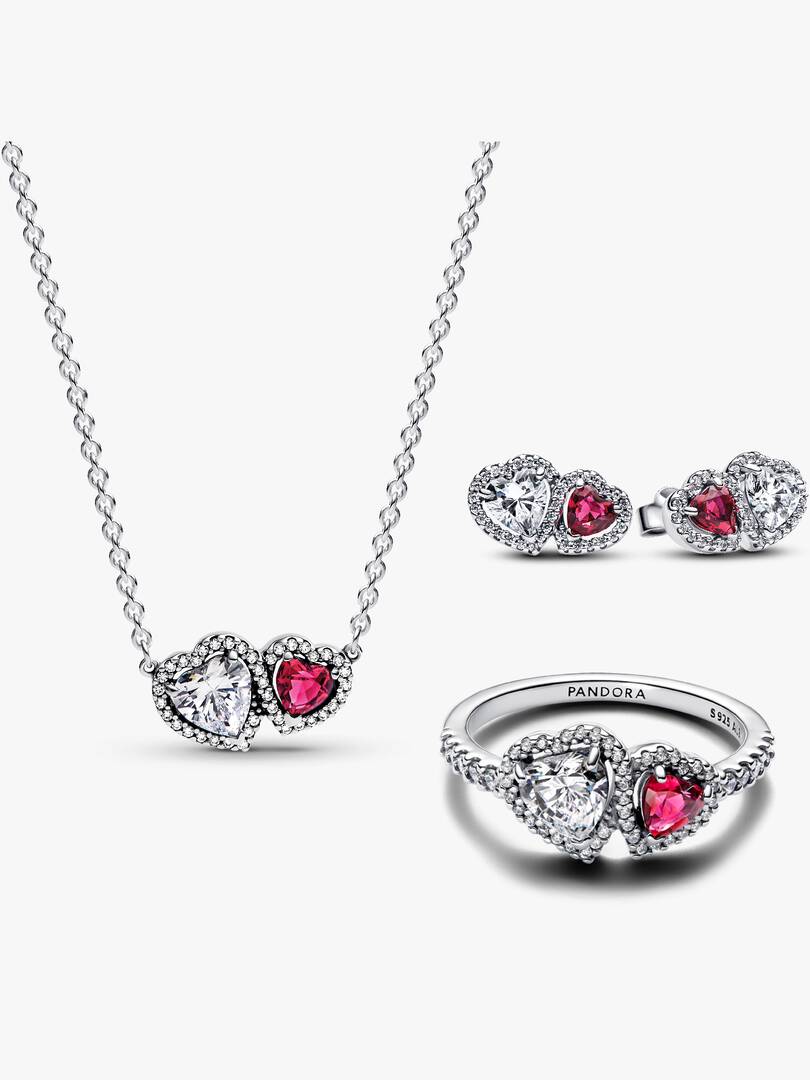Sterling Silver Halo Hearts Gift Set 3 Quantity