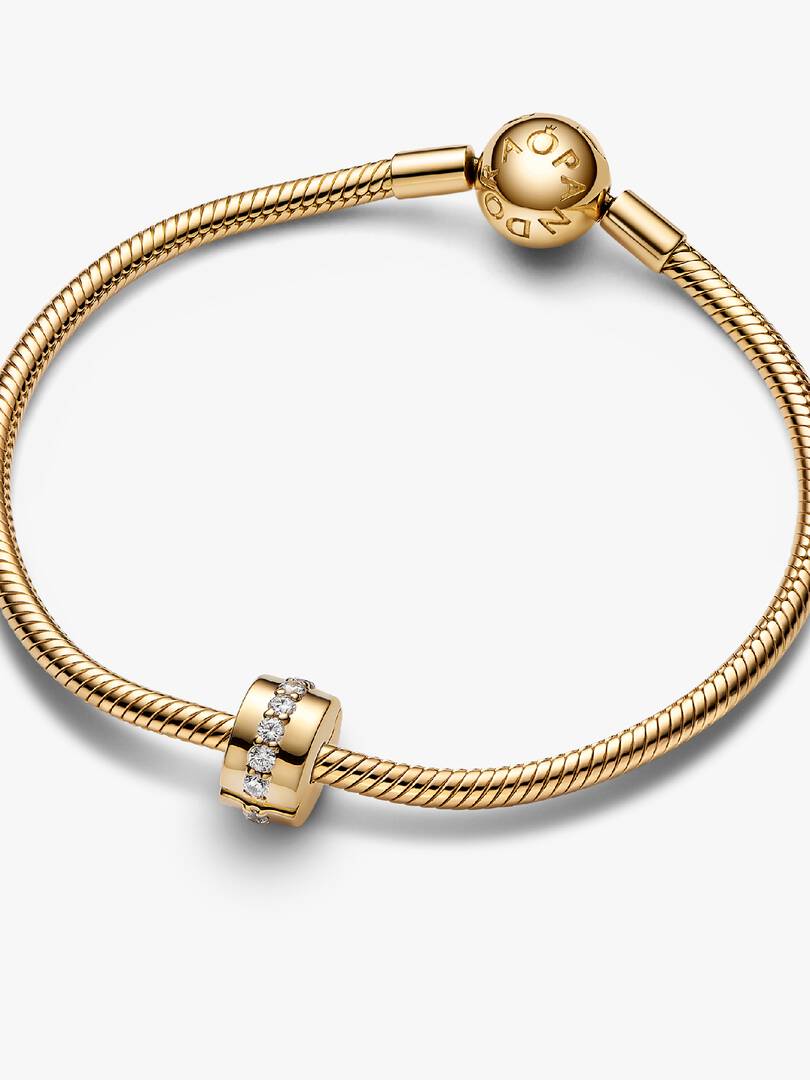 Clear Sparkling Row Clip Charm 14k gold plating