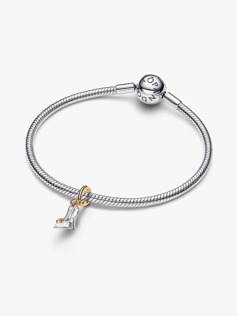 Disney Princess Cinderella Shoe Dangle Charm 0.012 ct TW, Sterling silver, 14k gold plating