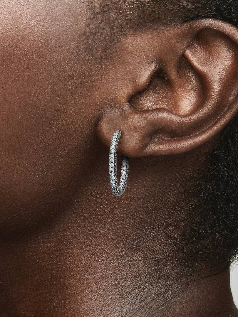 FINAL SALE - Pandora Timeless Pavé Single-row Hoop Earrings Sterling silver
