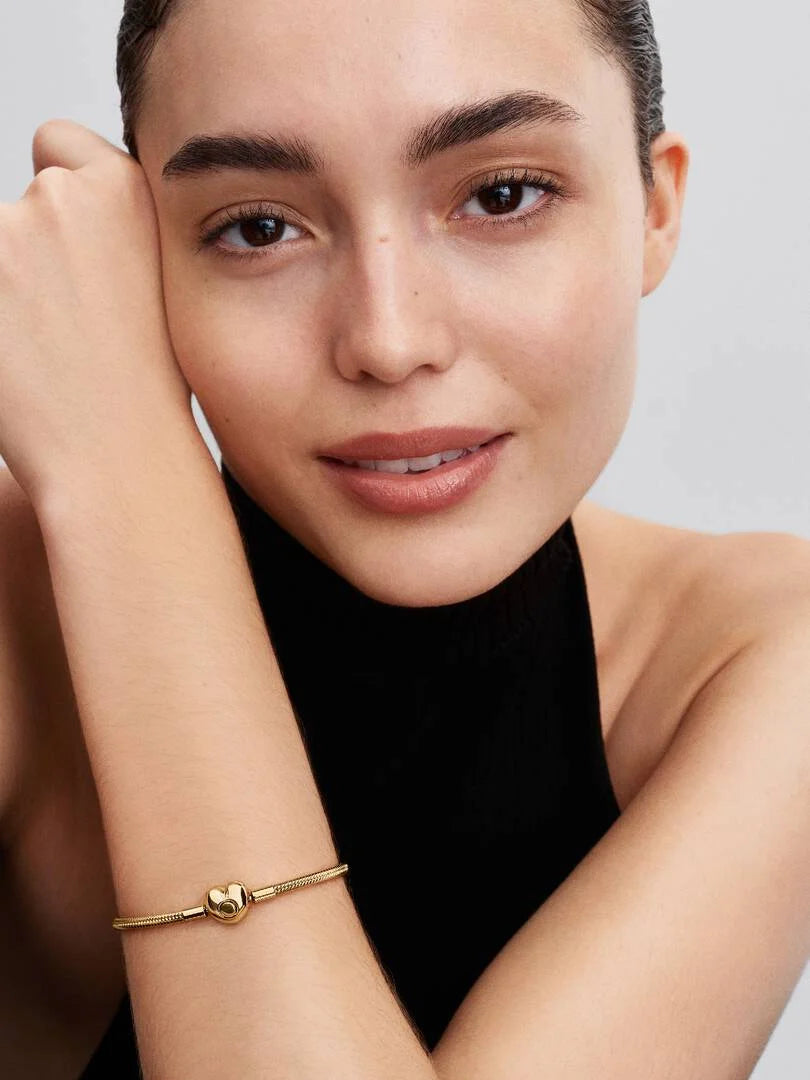Heart Clasp Snake Chain Bracelet 14k gold plating