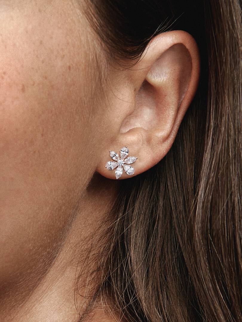 FINAL SALE - Sparkling Herbarium Cluster Stud Earrings 14k rose gold plating