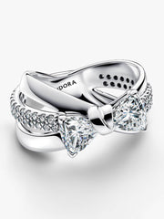 FINAL SALE - Sparkling Bow Crossover Ring Sterling silver