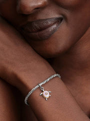 2026 Pink Sea Turtle Lab-grown Diamond Dangle Charm 0.007 ct TW, Sterling silver, 14k gold plating