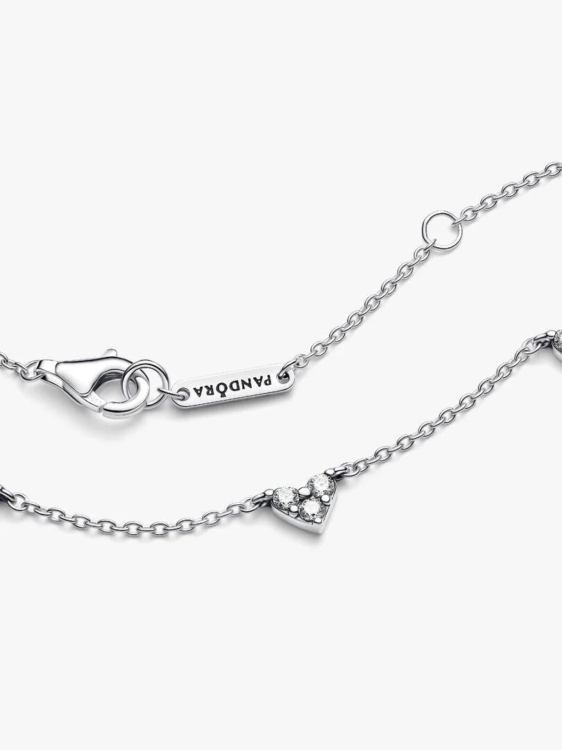 FINAL SALE - Triple Stone Heart Station Chain Necklace Sterling silver