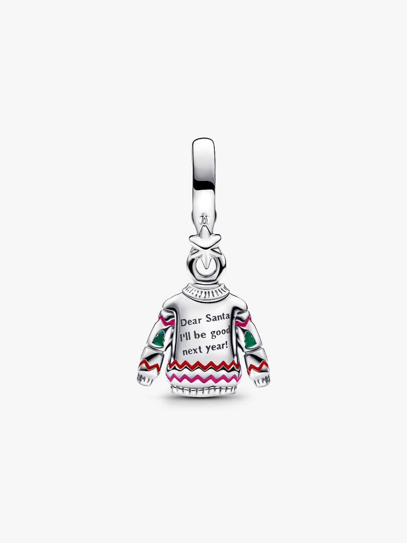 Christmas Sweater Dangle Charm Sterling silver