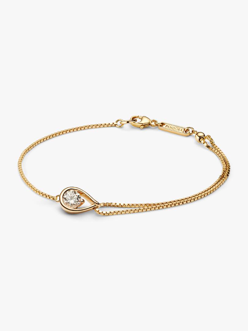 FINAL SALE - Pandora Infinite 14k Gold Lab-grown Diamond Double Chain Bracelet 0.50 ct TW, 14k gold