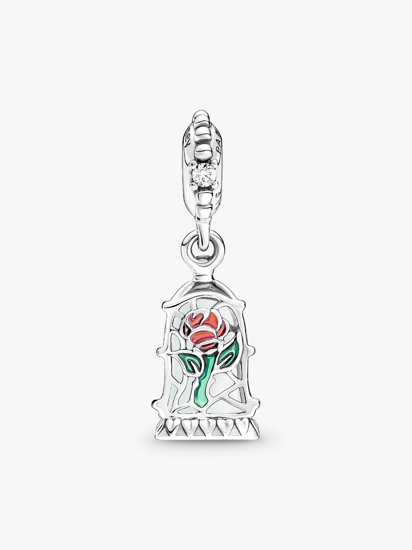 Disney Beauty and the Beast Enchanted Rose Dangle Charm Sterling silver
