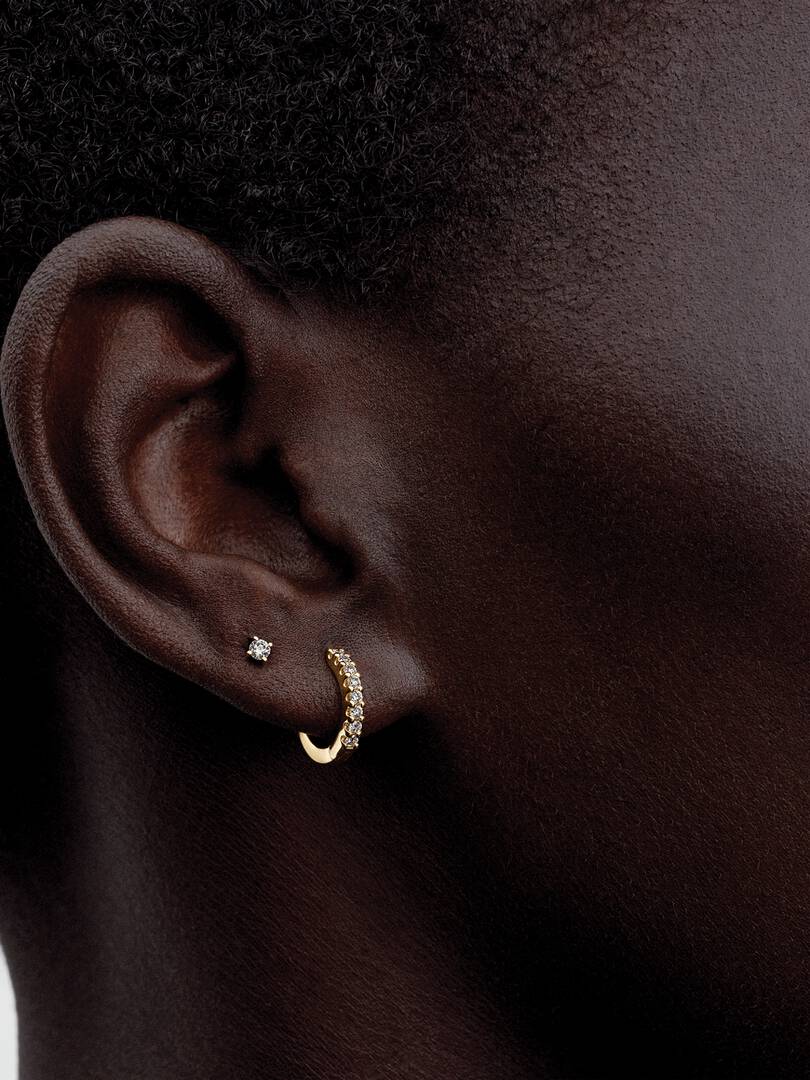 Pandora Era Lab-grown Diamond Hoop Earrings 14K Gold 0.009 ct TW, 14k gold