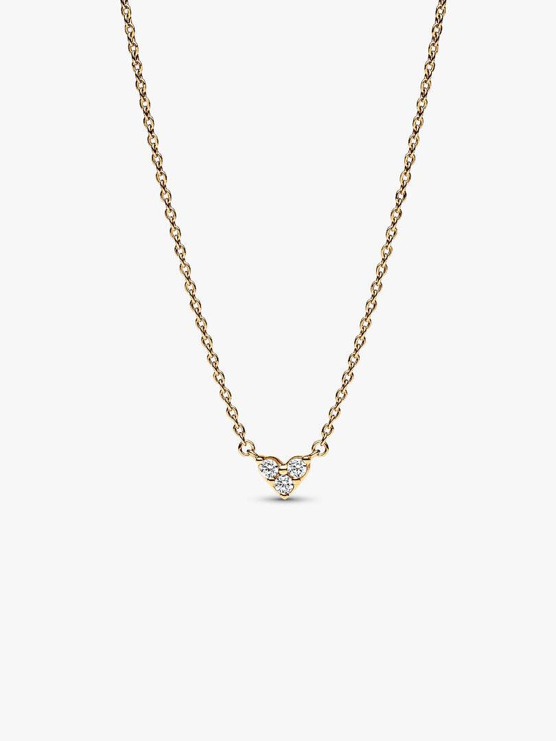 Triple Stone Heart Collier Necklace 14k gold plating