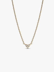 Triple Stone Heart Collier Necklace 14k gold plating