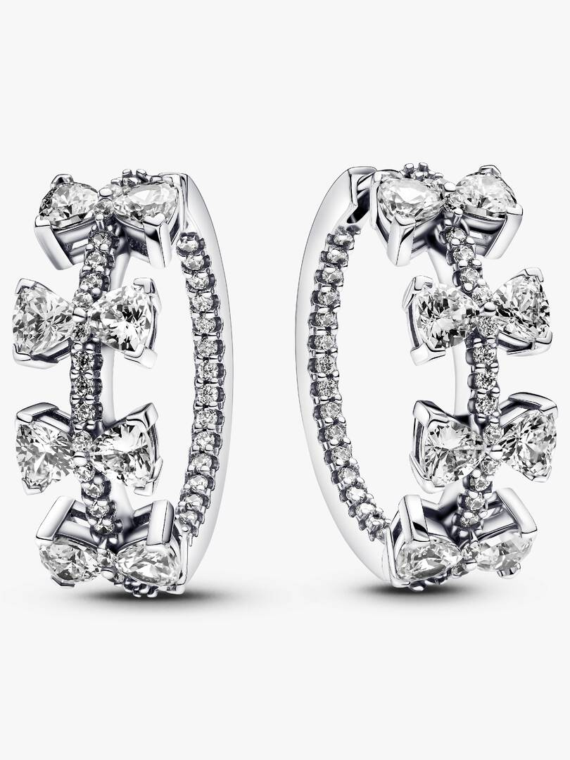 FINAL SALE - Sparkling Bow Row Hoop Earrings Sterling silver