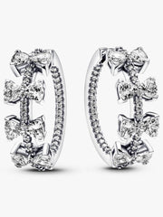 FINAL SALE - Sparkling Bow Row Hoop Earrings Sterling silver