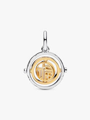 FINAL SALE - Two-tone Fú Spinning Dangle Charm Sterling silver, 14k gold plating