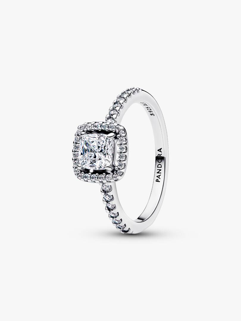 Sparkling Square Halo Ring Sterling silver