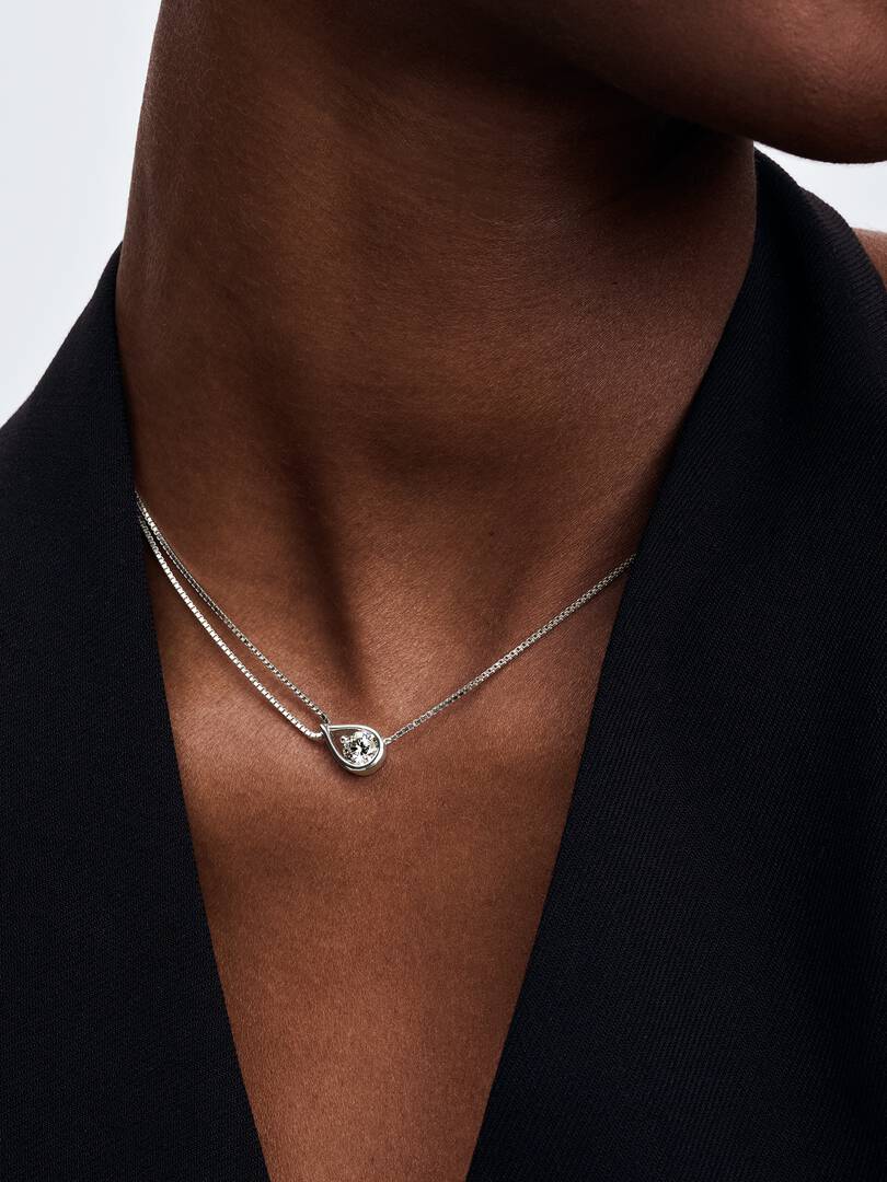 FINAL SALE - Pandora Infinite 14k White Gold Lab-grown Diamond Double Chain Collier Necklace 0.75 ct TW, 14k white gold