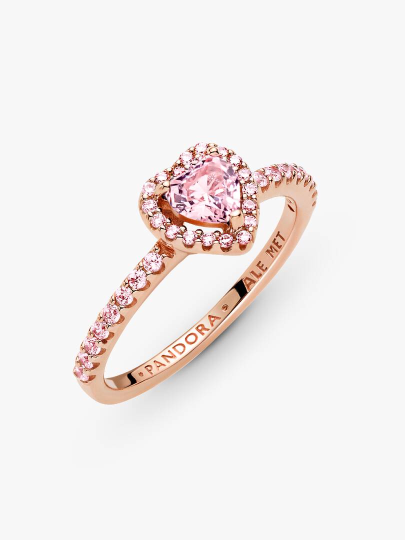 Sparkling Elevated Heart Ring 14k rose gold plating