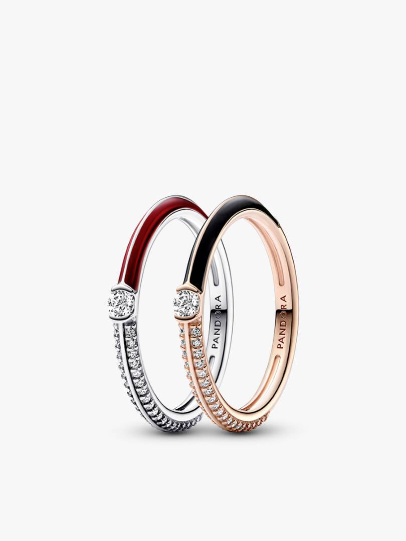 Pandora ME Pavé Red and Black Ring Set 2 Quantity