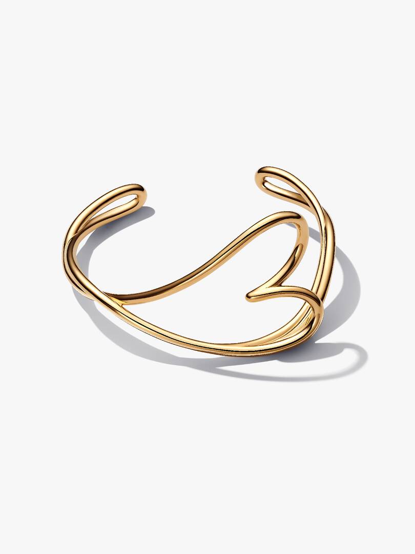Organically Shaped Heart Bangle 14k gold plating