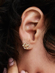 Sparkling Infinity Heart Stud Earrings 14k gold plating