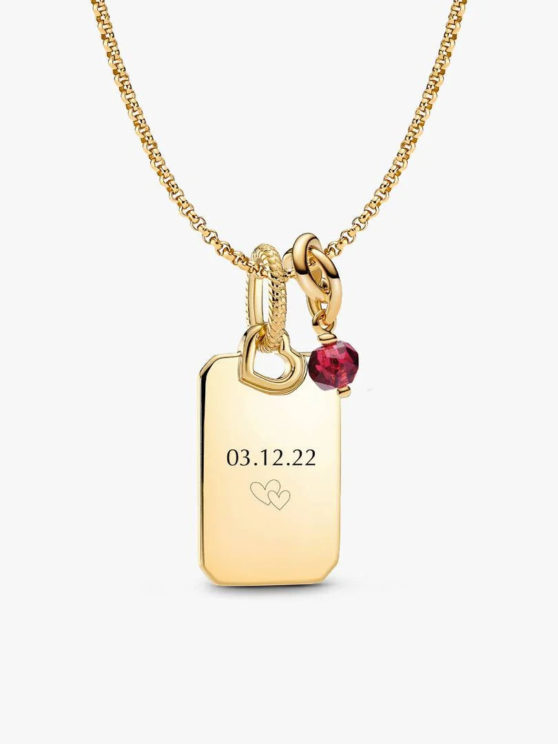 July Engravable Dangle Charm Necklace Set 3 Quantity
