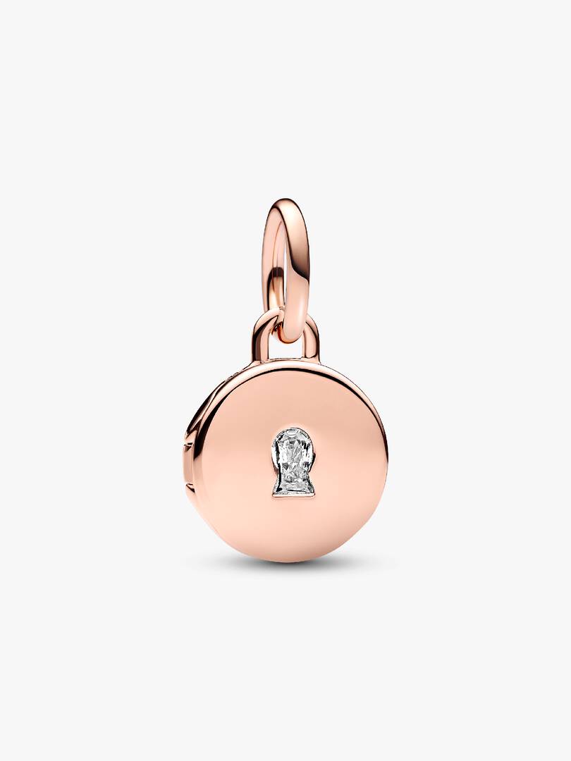 Openable & Engravable Love Locket Dangle Charm 14k rose gold plating