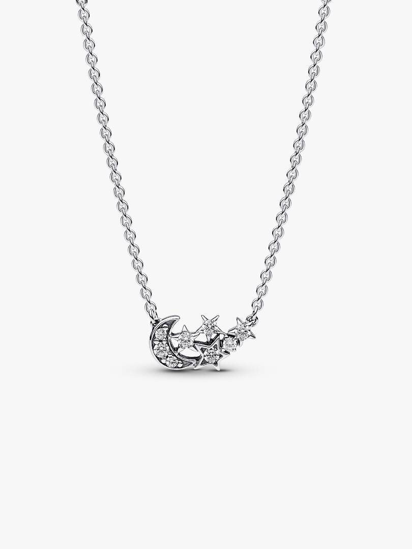 Sparkling Moon & Star Collier Necklace Sterling silver